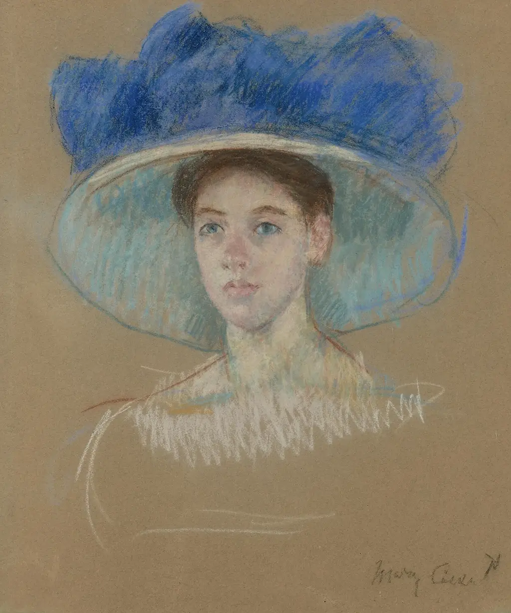 Head of a Woman in a Large Hat in Detail Mary Cassatt